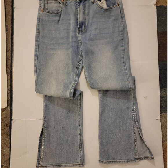 🆕️👖S.O.N.G. Slim Flare Blingy Denim Jeans, Sz 9 - Picture 3 of 5